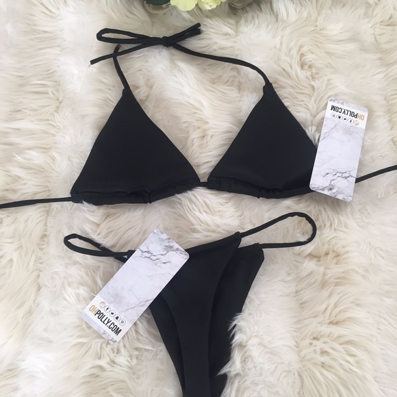 OH POLLY STRING LEADER MICRO TRIANGLE BIKINI BLACK - Picture 5 of 5